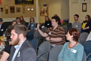 Student raising their hand.